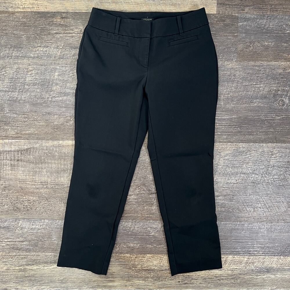 Ann Taylor black curvy fit straight leg dress pants size 00 petite 00P B47